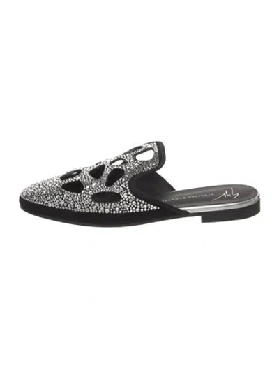 Pre-owned Giuseppe Zanotti Crystal Patterned Mules In Black