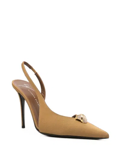 Giuseppe Zanotti Crystal-embellished Asymetric Slingback Pumps In Nude