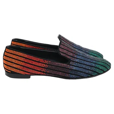 Giuseppe Zanotti Crystal-embellished Loafers In Multicolor Suede