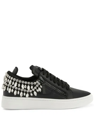 Giuseppe Zanotti Crystal-embellished Low-top Sneakers In Black