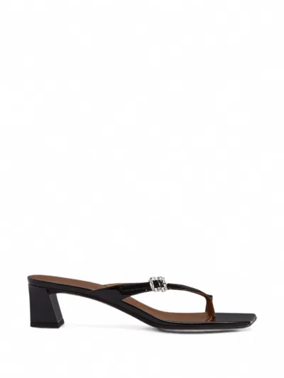 Giuseppe Zanotti Crystal-embellished Patent Leather Mules In Black