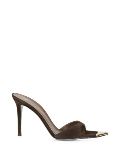 Giuseppe Zanotti Crystal-embellished Pointed-toe Sandals In Brown