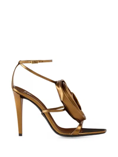 Giuseppe Zanotti Curded Flowers Sandal 105 In Brown