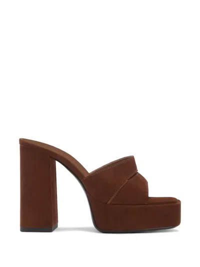 Giuseppe Zanotti 115mm Suede Platform Slide Sandals In Brown