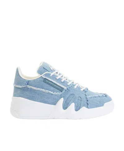 Giuseppe Zanotti Denim Platform Sneakers In Blue