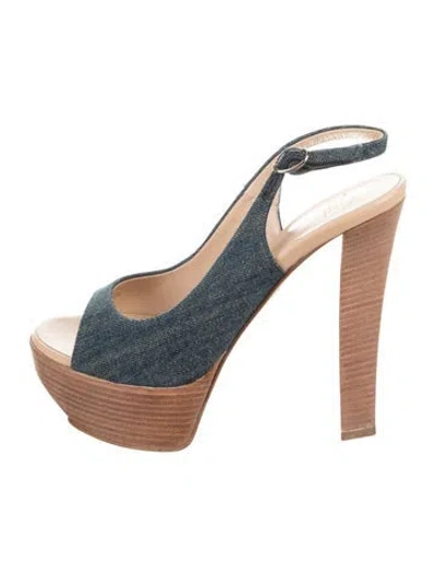 Pre-owned Giuseppe Zanotti Denim Slingback Pumps In Blue