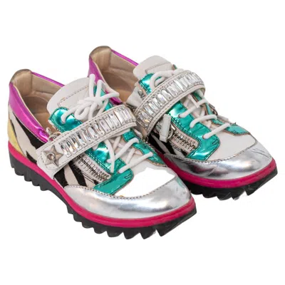 Pre-owned Giuseppe Zanotti Design Coloured Sneakers Special Edition With Studs In Gray