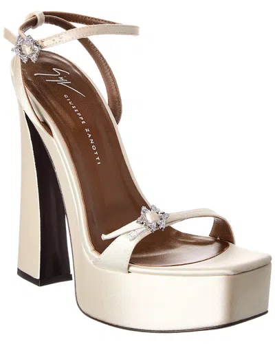 Giuseppe Zanotti Destino 100 Satin Platform Sandal In White