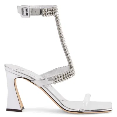 Giuseppe Zanotti 85mm Crystal-embellished Heeled Sandals In Silver