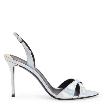 Giuseppe Zanotti Dorotee 105mm Iridescent Sandals In Silver