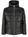 Giuseppe Zanotti Drawstring-hood Leather Puffer Jacket In Black