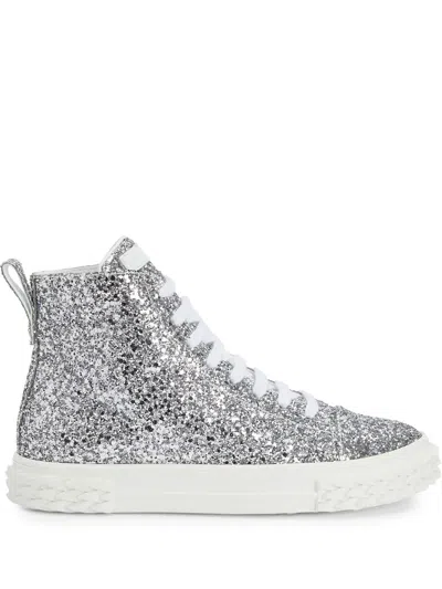 Giuseppe Zanotti Eco-blabber High-top Glitter Sneakers In Silver