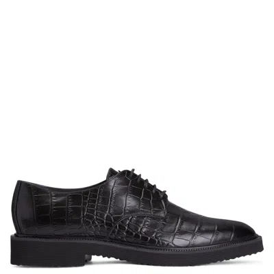 Giuseppe Zanotti 仿鳄皮纹皮质牛津鞋 In Black