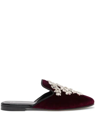 GIUSEPPE ZANOTTI ELSA CRYSTAL VELVET MULES