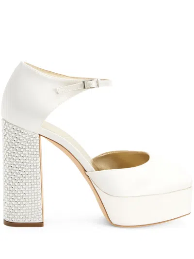 Giuseppe Zanotti Embellished Heel Platform Pumps In White