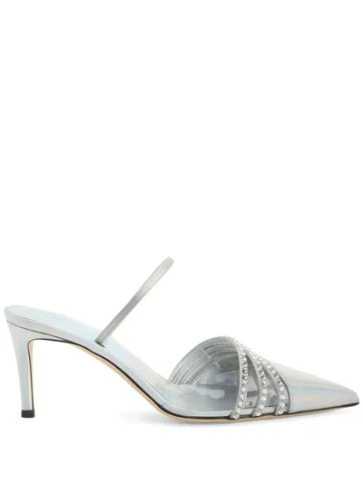 Giuseppe Zanotti Holographic Embellished Pumps In Silver