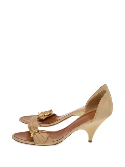 Pre-owned Giuseppe Zanotti Embellished Suede Sandals In Neutral