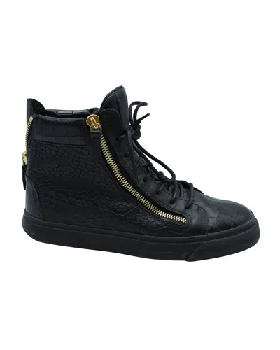 Giuseppe Zanotti Embossed High Top Sneakers In Black Leather