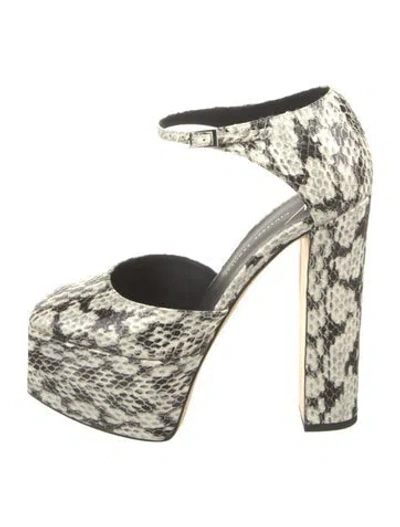 Pre-owned Giuseppe Zanotti Embossed Leather Animal Print D'orsay Pumps In Neutral