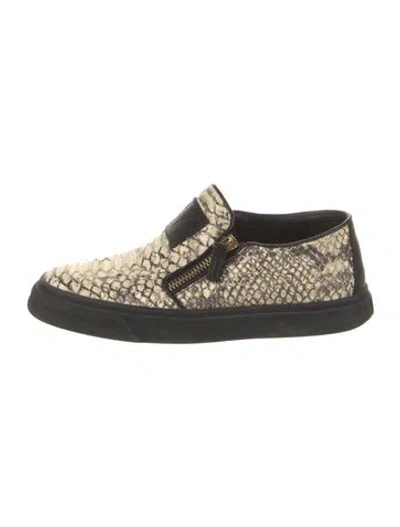 Pre-owned Giuseppe Zanotti Embossed Leather Animal Print Flats In Neutrals