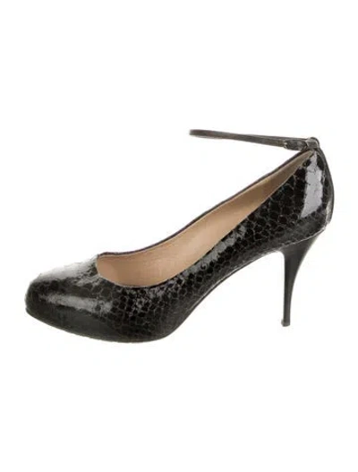 Pre-owned Giuseppe Zanotti Embossed Leather Animal Print Pumps In Black