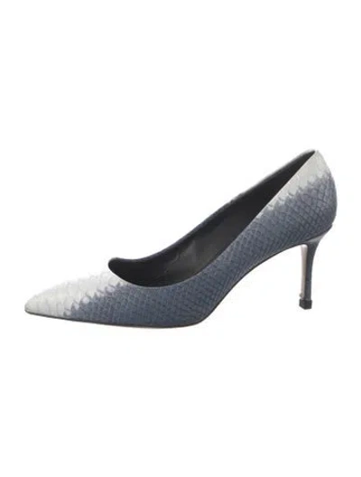 Pre-owned Giuseppe Zanotti Embossed Leather Animal Print Pumps In Black/blue