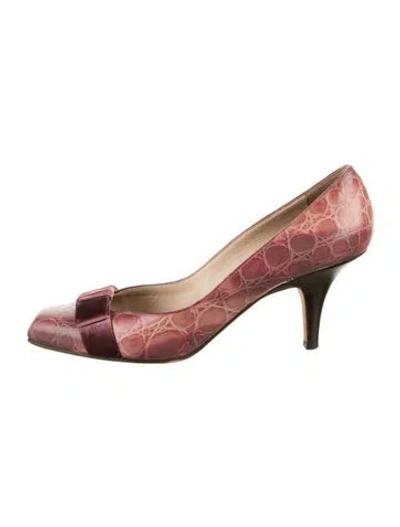 Pre-owned Giuseppe Zanotti Embossed Leather Animal Print Pumps In Burgundy