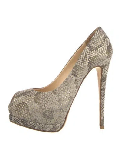 Pre-owned Giuseppe Zanotti Embossed Leather Animal Print Pumps In Neutral