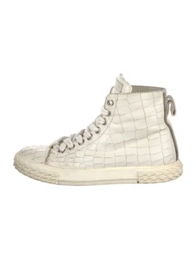 Pre-owned Giuseppe Zanotti Embossed Leather Animal Print Sneakers In Neutrals