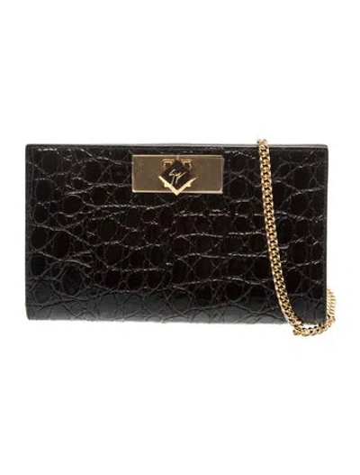 Pre-owned Giuseppe Zanotti Embossed Leather Clutch In Black