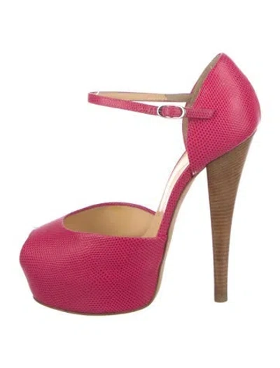 Pre-owned Giuseppe Zanotti Embossed Leather Colorblock Pattern D'orsay Pumps In Pink