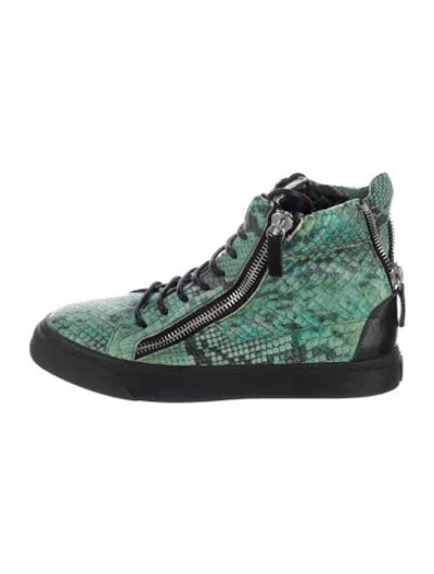 Pre-owned Giuseppe Zanotti Embossed Leather Printed Sneakers In Green