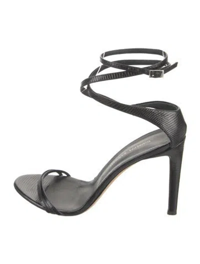 Pre-owned Giuseppe Zanotti Embossed Leather Sandals In Black