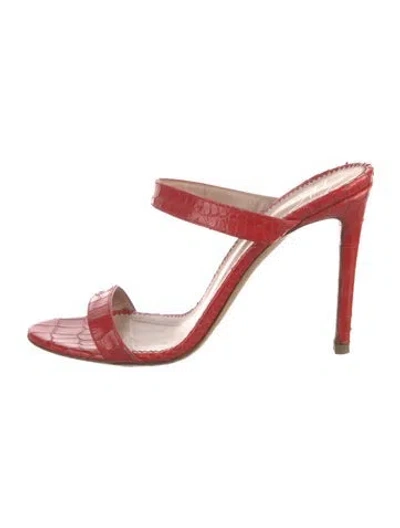 Pre-owned Giuseppe Zanotti Embossed Leather Slides In Red