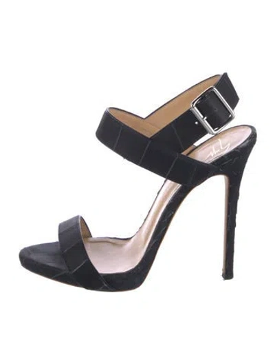 Pre-owned Giuseppe Zanotti Embossed Leather Slingback Sandals In Blue