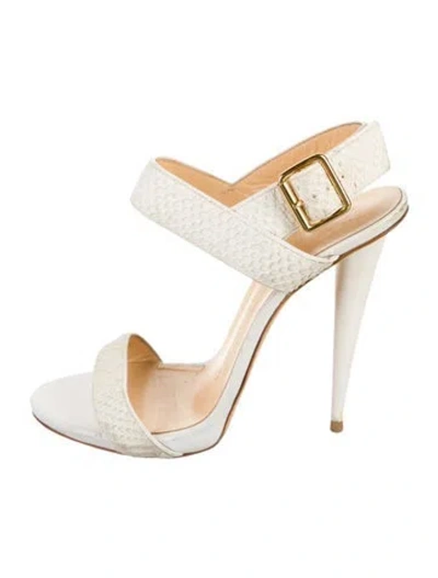 Pre-owned Giuseppe Zanotti Embossed Leather Slingback Sandals In Neutral