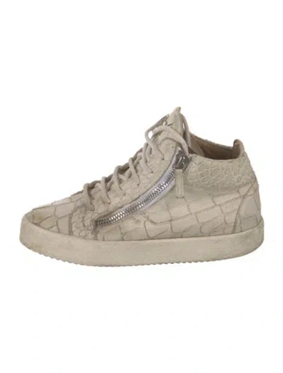Pre-owned Giuseppe Zanotti Embossed Leather Sneakers In Neutral