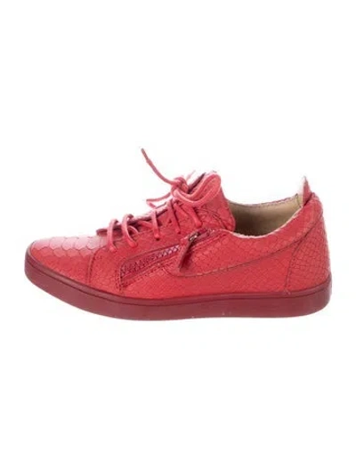 Pre-owned Giuseppe Zanotti Embossed Leather Sneakers In Red