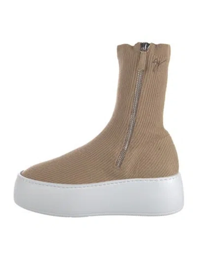 Pre-owned Giuseppe Zanotti Embroidered Accent Boots In Neutral