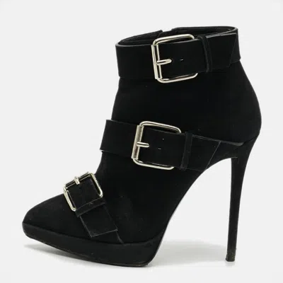 Pre-owned Giuseppe Zanotti Emy Size 37 Black Suede Ankle Length Boots