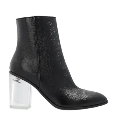 Giuseppe Zanotti Enriette Plexy Almond Toe Ankle Boots In Black