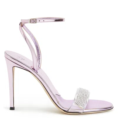 Giuseppe Zanotti Basic 105 Crystal-embellished Pvc And Mirrored-leather Sandals In Lilac