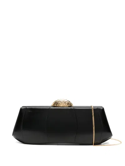 Giuseppe Zanotti Eve Hammered-dome Clasp Clutch Bag In Black