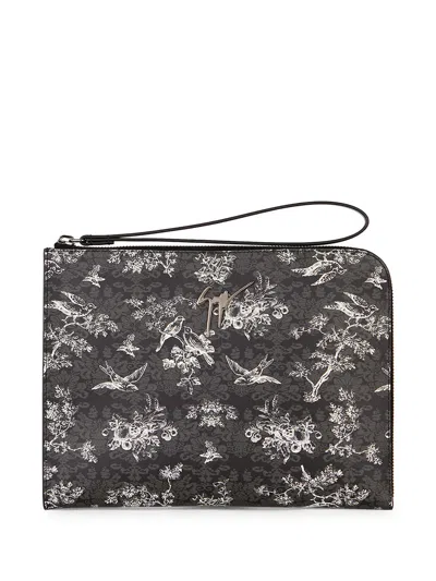 Giuseppe Zanotti Fabian Floral-print Clutch In Schwarz