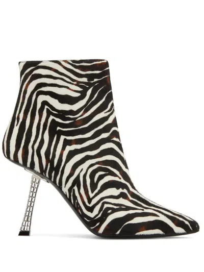 Giuseppe Zanotti Farrah Fancy 95mm Zebra-print Boots In White