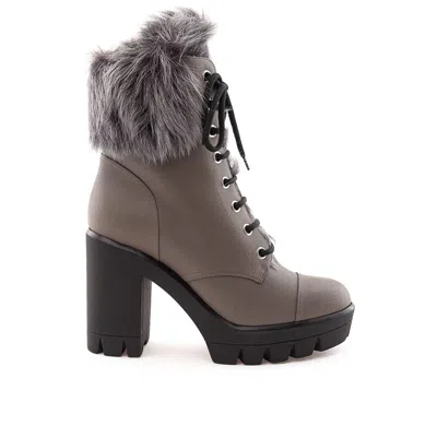 Giuseppe Zanotti Faux Fur-trim Combat Boot In Beige