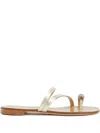 Giuseppe Zanotti Febe Carre Embellished-toe Leather Sandals In Gold