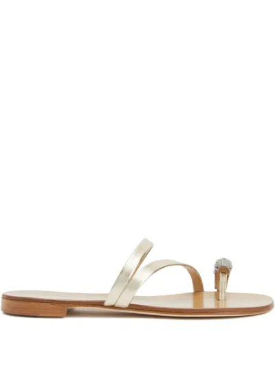 GIUSEPPE ZANOTTI FEBE CARRE EMBELLISHED-TOE LEATHER SANDALS