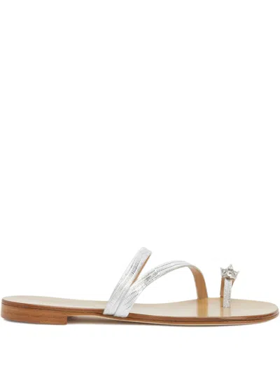 GIUSEPPE ZANOTTI FEBE CRYSTAL-EMBELLISHED LEATHER SANDALS