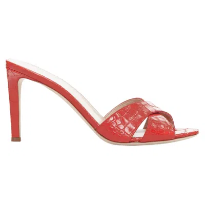 Giuseppe Zanotti Felicia Embossed Leather Cross Mule Sandal In Red